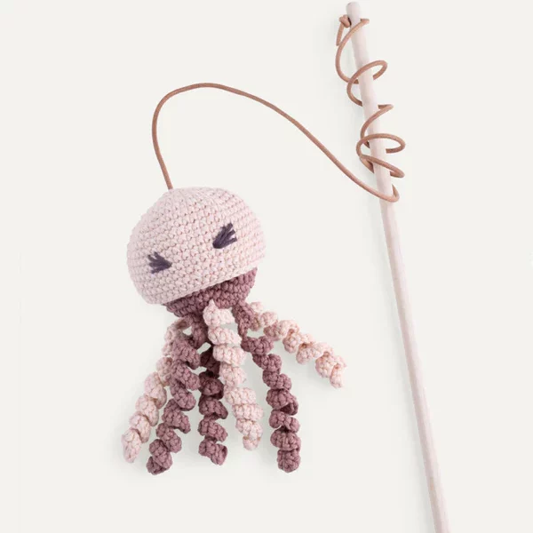 LILLABEL Catnip and Bell Wand Toy JELLYFISH beige product image