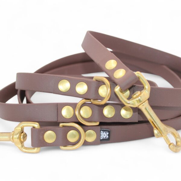 ACC Biothane® Multi-Clip Leash 240cm/16mm dark brown brass finishings