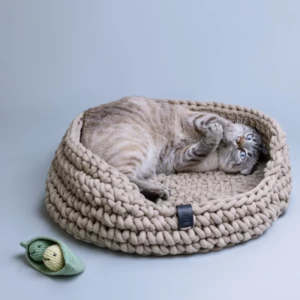 Lillabel Cat Bed Made of Recycled Cotton Rope COTTON beige